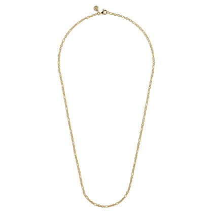 14K Yellow Gold Link Chain Necklace with Twisted Rope Stations