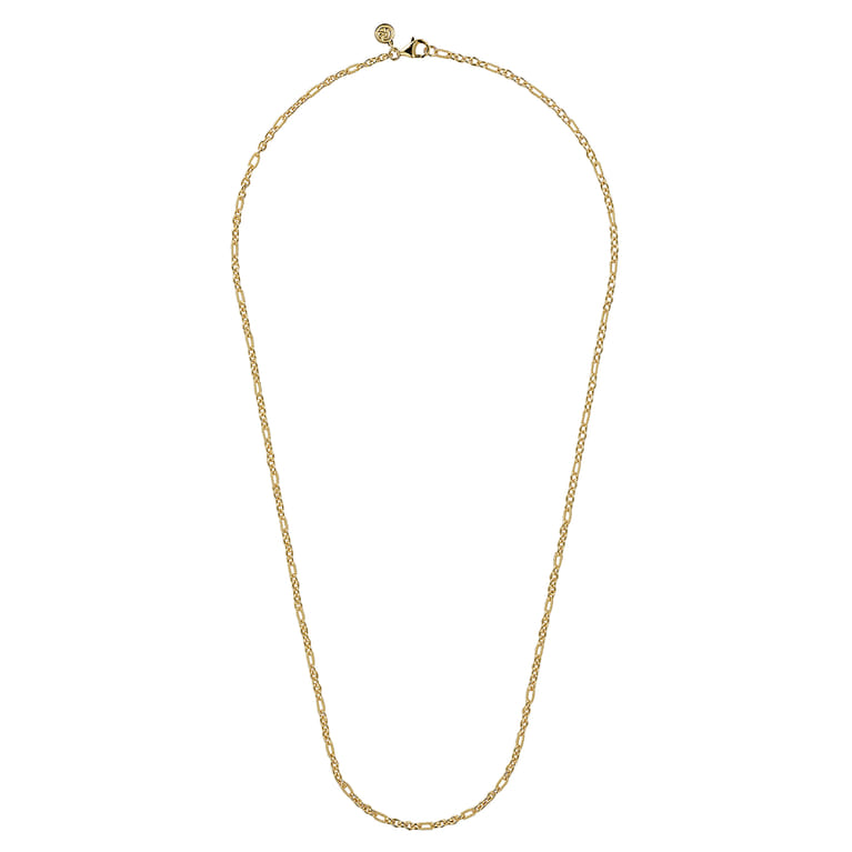 14K Yellow Gold Link Chain Necklace with Twisted Rope Stations - Shot 2