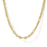 14K Yellow Gold Link Chain Necklace with Twisted Rope Stations
