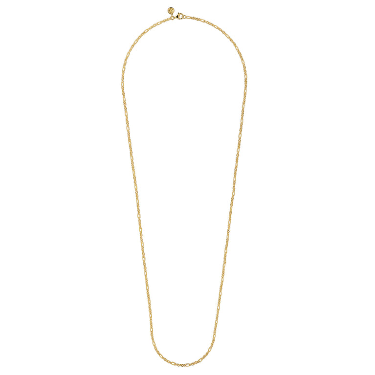 14K Yellow Gold Link Chain Necklace with Twisted Rope Stations - Shot 2
