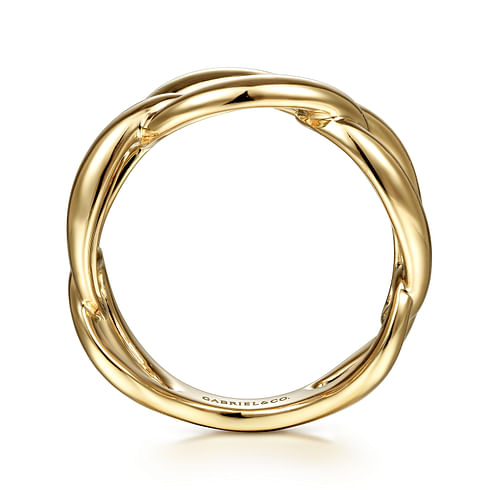 14K Yellow Gold Link Chain Wide Band Ring - Shot 2
