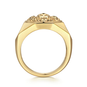 14K Yellow Gold Lion Head Ring in High Polished Finish