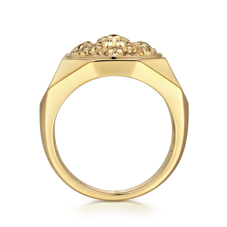 14K Yellow Gold Lion Head Ring in High Polished Finish - Shot 2