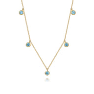 14K Yellow Gold London Blue Topaz Station Necklace