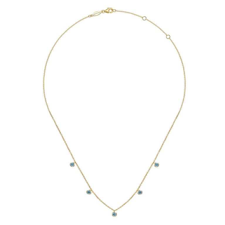 14K Yellow Gold London Blue Topaz Station Necklace - Shot 2