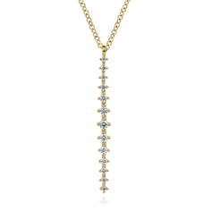 14K Yellow Gold Long Diamond Drop Bar Necklace