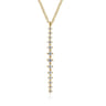 14K Yellow Gold Long Diamond Drop Bar Necklace - 0.35 ct