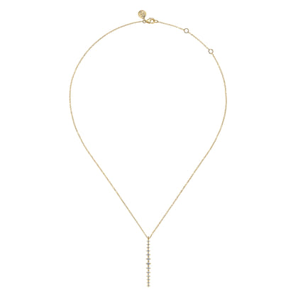 14K Yellow Gold Long Diamond Drop Bar Necklace