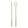 14K Yellow Gold Long Graduating Diamond Bar Earrings - 0.85 ct