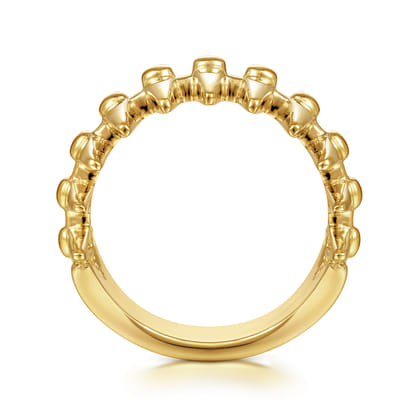 14K Yellow Gold Long Spikes Statement Ring