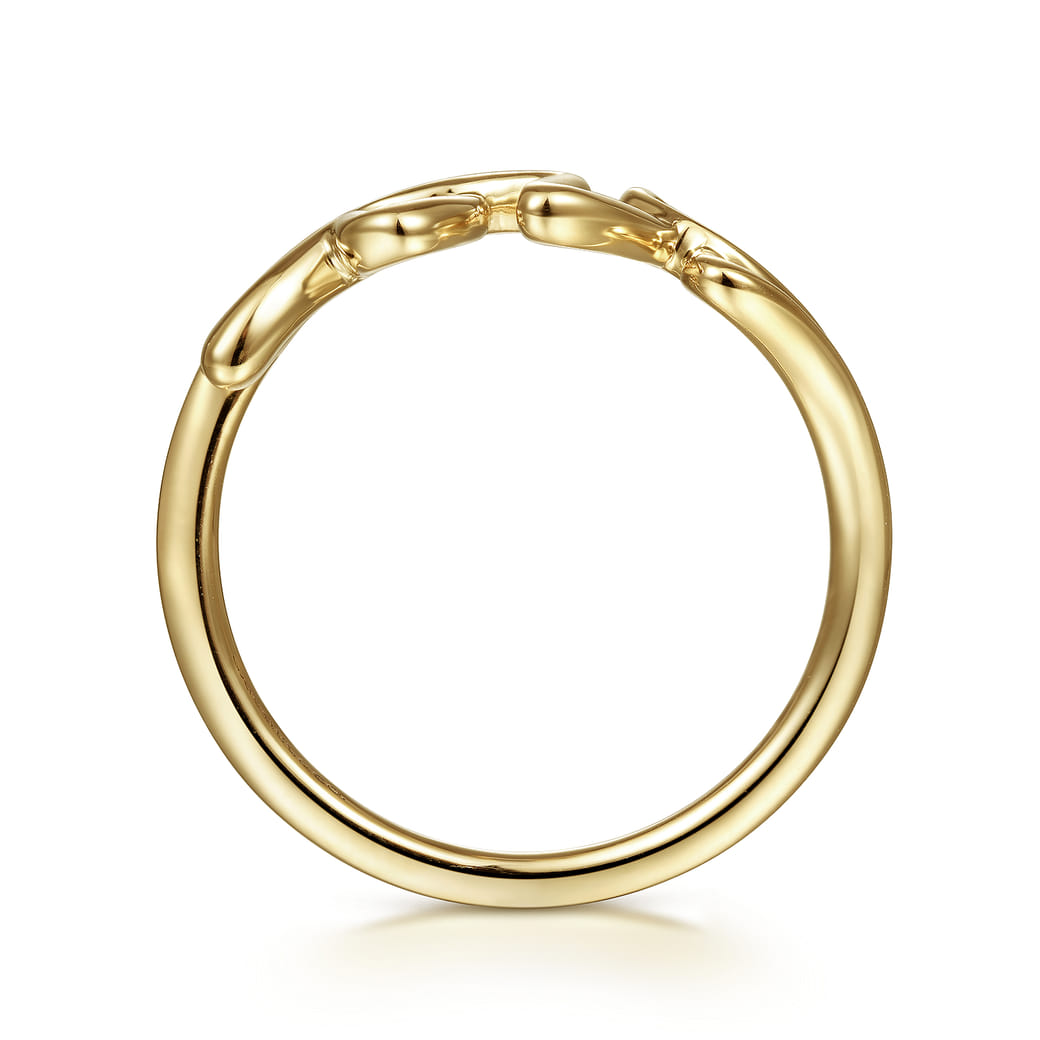 14k Yellow Gold Polished Rope Band Love Script Ring – Solid Gold, Handcrafted, Dainty & Classy