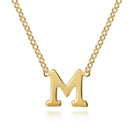 14K Yellow Gold M Initial Necklace
