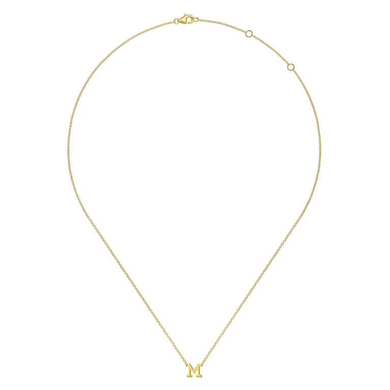14K Yellow Gold M Initial Necklace - Shot 2