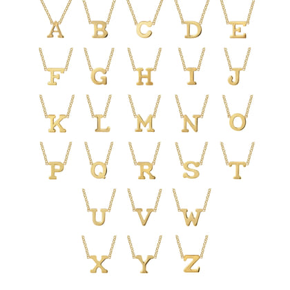 14K Yellow Gold M Initial Necklace