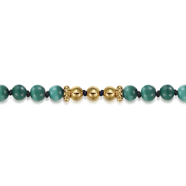 14K Yellow Gold Malachite Beads Bracelet - Shot 2