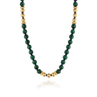 14K Yellow Gold Malachite Beads Necklace