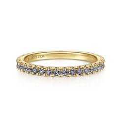 14K Yellow Gold Manmade Alexandrite Stackable Ring