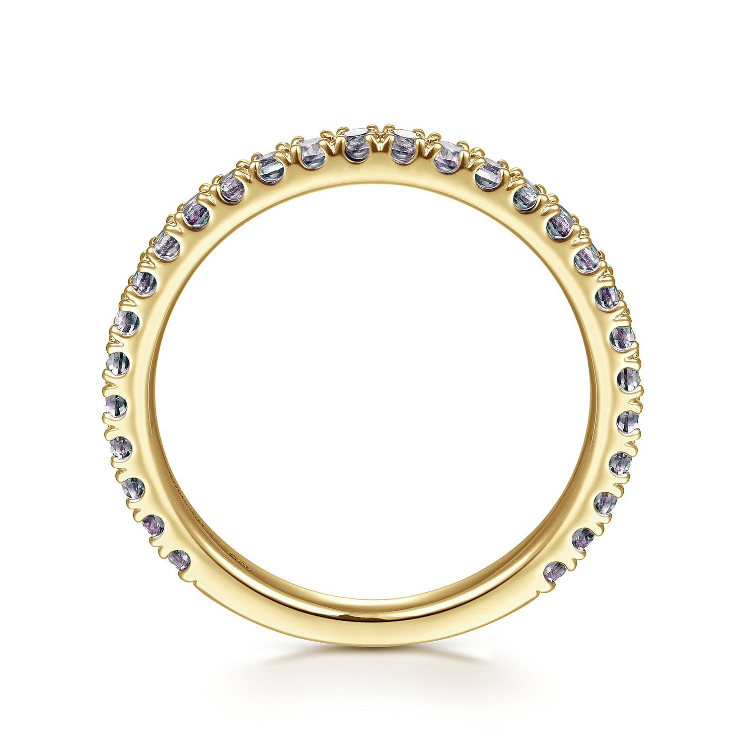 14K Yellow Gold Manmade Alexandrite Stackable Ring - Shot 2