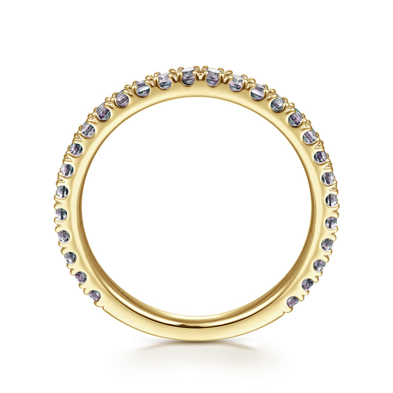 14K Yellow Gold Manmade Alexandrite Stackable Ring - Shot 2