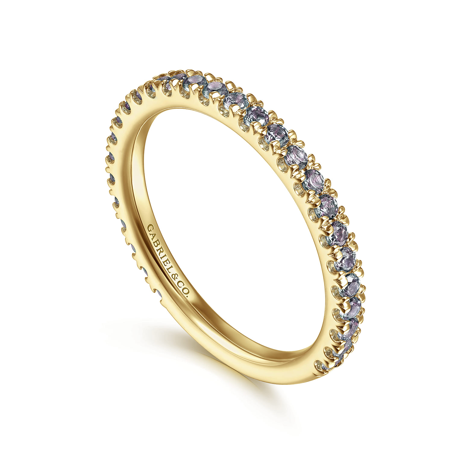 14K Yellow Gold Manmade Alexandrite Stackable Ring - Shot 3
