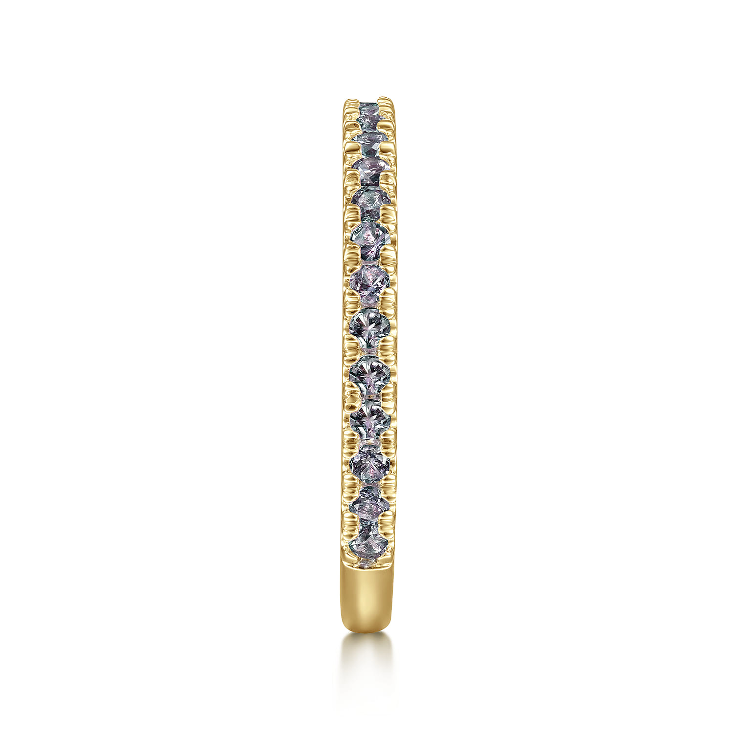 14K Yellow Gold Manmade Alexandrite Stackable Ring - Shot 4