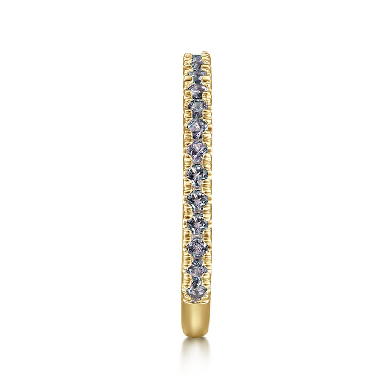 14K Yellow Gold Manmade Alexandrite Stackable Ring - Shot 4