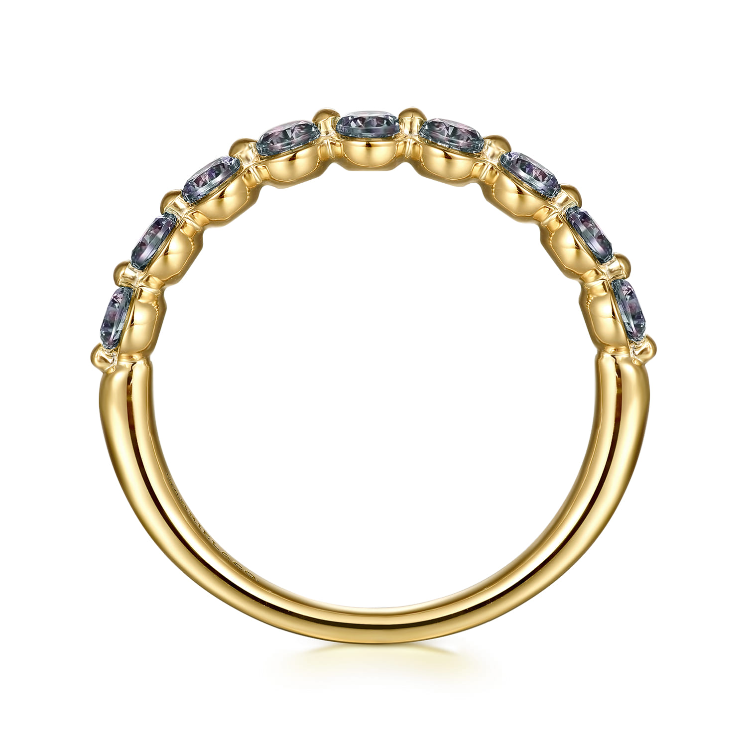 14K Yellow Gold Manmade Alexandrite Stackable Ring - Shot 2