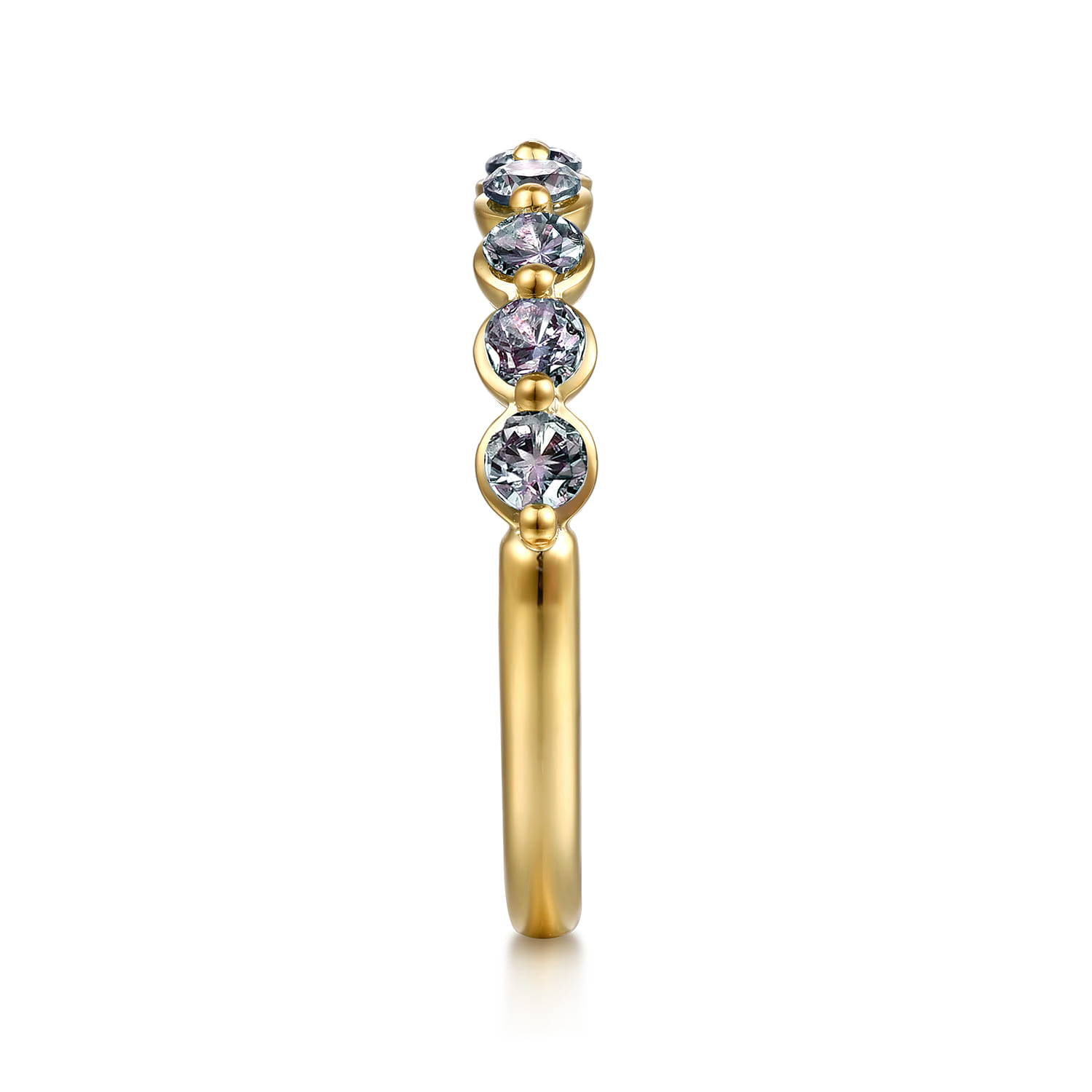 14K Yellow Gold Manmade Alexandrite Stackable Ring - Shot 4