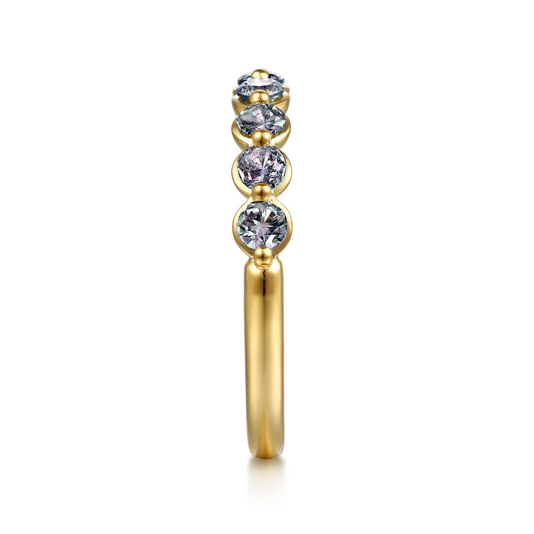 14K Yellow Gold Manmade Alexandrite Stackable Ring - Shot 4