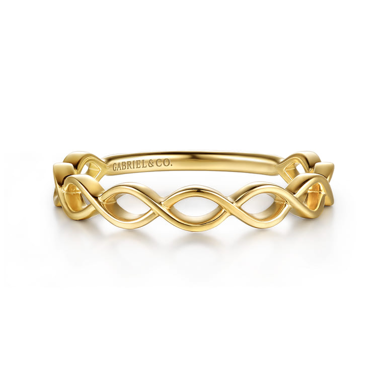 14K Yellow Gold Maqurise Shape Stackable Ring - Shot 1