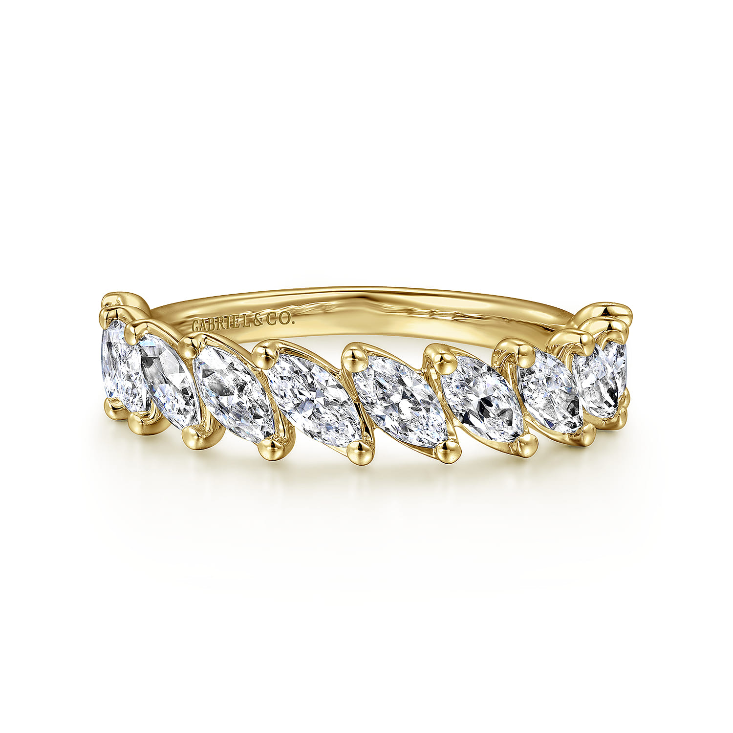 Fancy Wedding Ring in 14k Yellow Gold with Marquise Natural Diamond at Gabriel & Co. - Shot 1