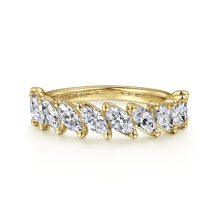 Fancy Wedding Ring in 14k Yellow Gold with Marquise Natural Diamond at Gabriel & Co. - Shot 1