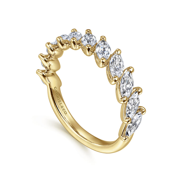 Fancy Wedding Ring in 14k Yellow Gold with Marquise Natural Diamond at Gabriel & Co. - Shot 3