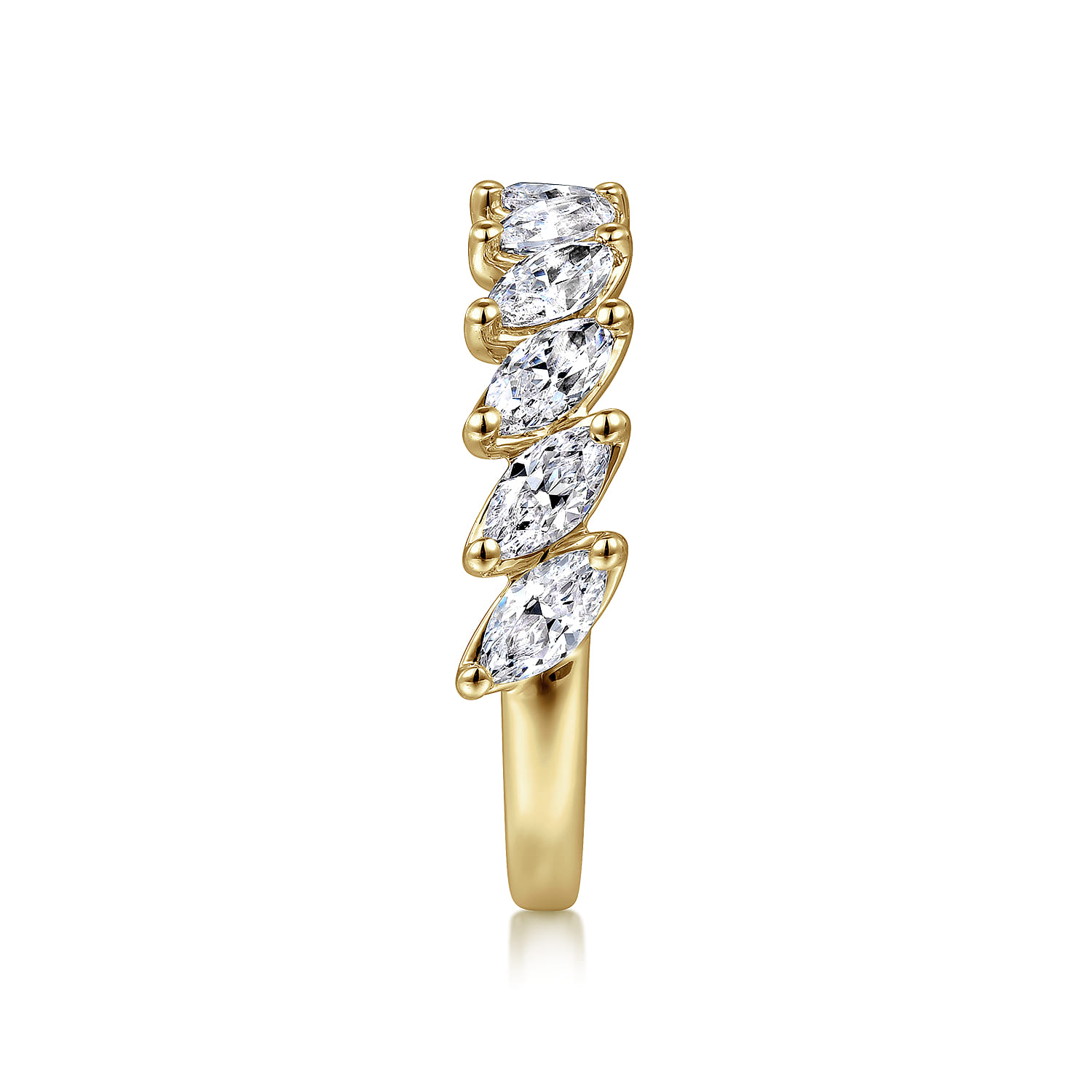 Fancy Wedding Ring in 14k Yellow Gold with Marquise Natural Diamond at Gabriel & Co. - Shot 4