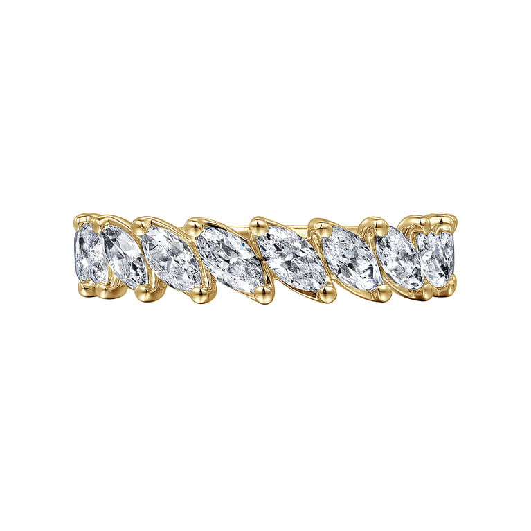 Fancy Wedding Ring in 14k Yellow Gold with Marquise Natural Diamond at Gabriel & Co. - Shot 5