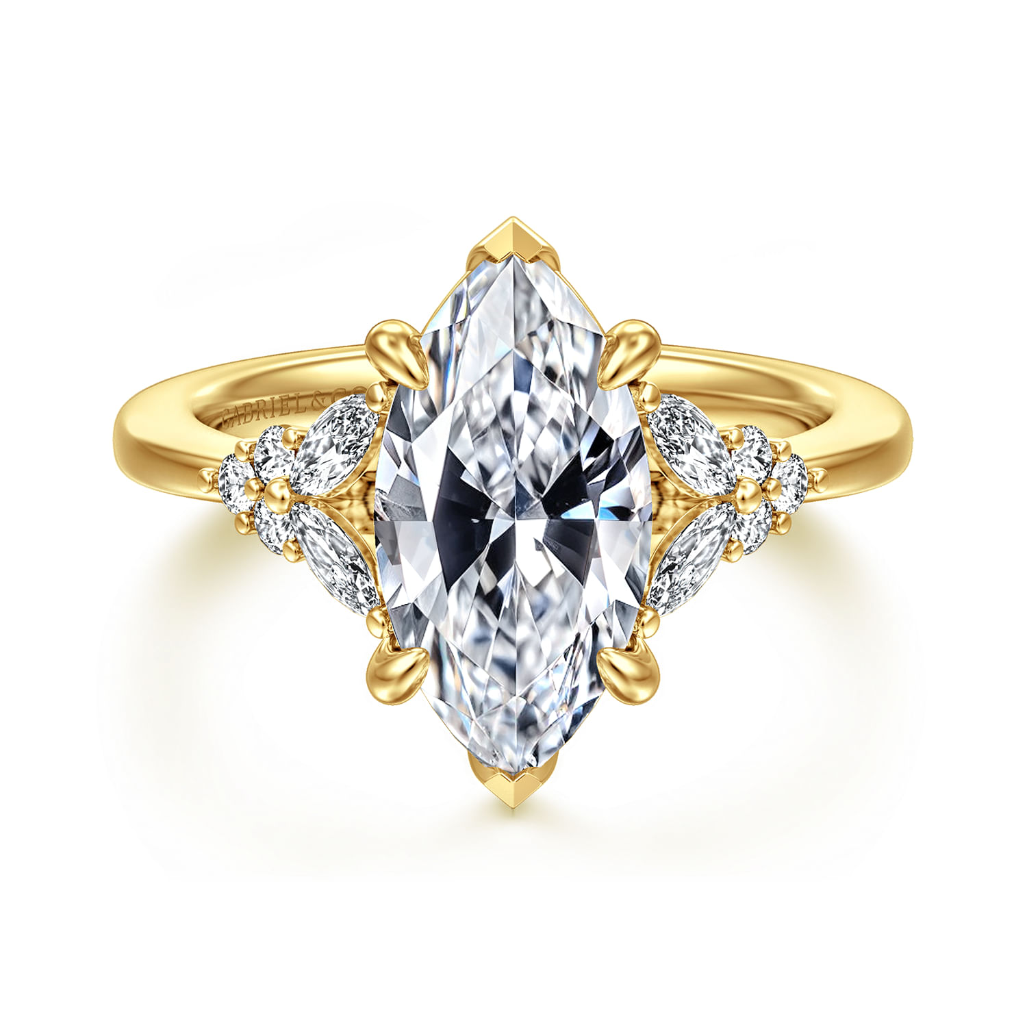 14K Yellow Gold Marquise Shape Diamond Engagement Ring