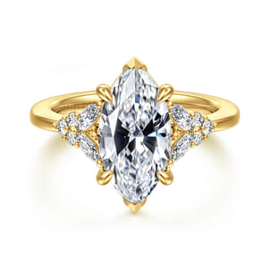 14K Yellow Gold Marquise Shape Diamond Engagement Ring