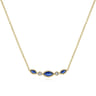 14K Yellow Gold Marquise Shape Sapphire and Bezel Set Diamond Bar Necklace - 0.04 ct