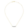 14K Yellow Gold Marquise Shape Sapphire and Bezel Set Diamond Bar Necklace - 0.04 ct