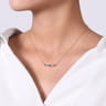 14K Yellow Gold Marquise Shape Sapphire and Bezel Set Diamond Bar Necklace - 0.04 ct