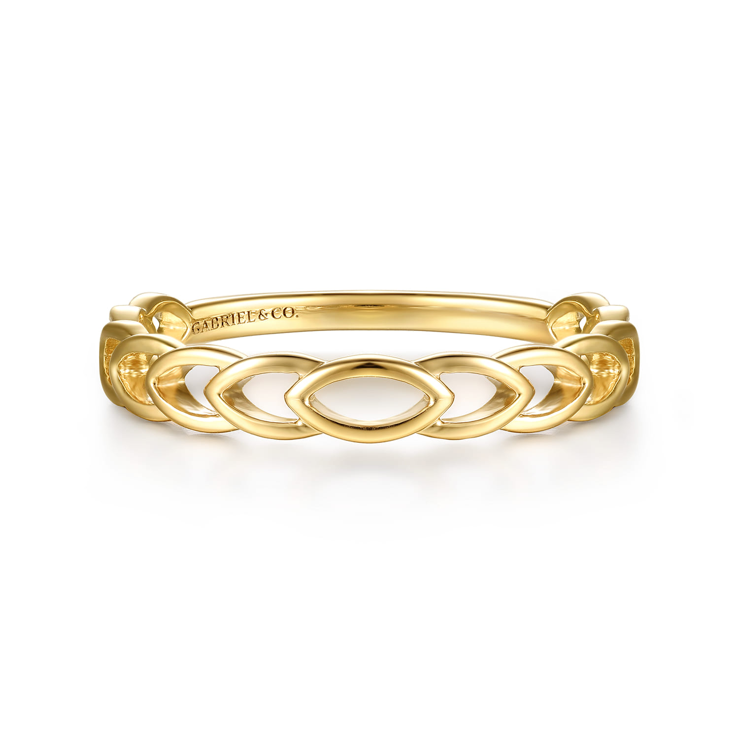 14K Yellow Gold Marquise Shape Stackable Ring - Shot 1