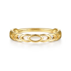 14K Yellow Gold Marquise Shape Stackable Ring