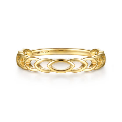 14K Yellow Gold Marquise Shape Stackable Ring