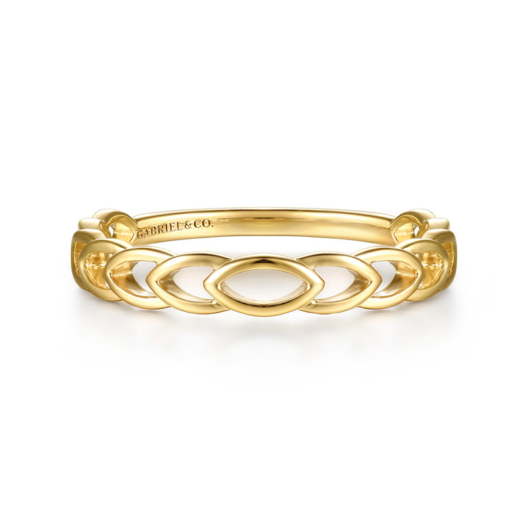 14K Yellow Gold Marquise Shape Stackable Ring - Shot 1