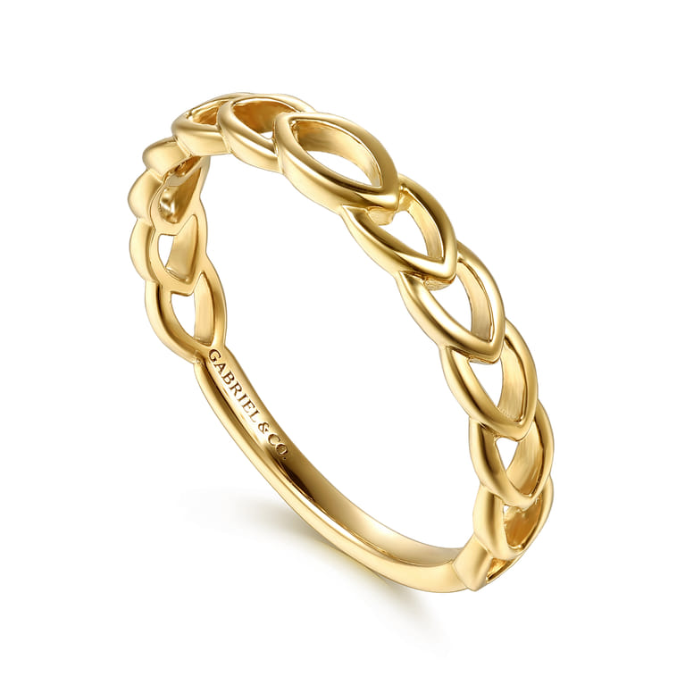 14K Yellow Gold Marquise Shape Stackable Ring - Shot 3
