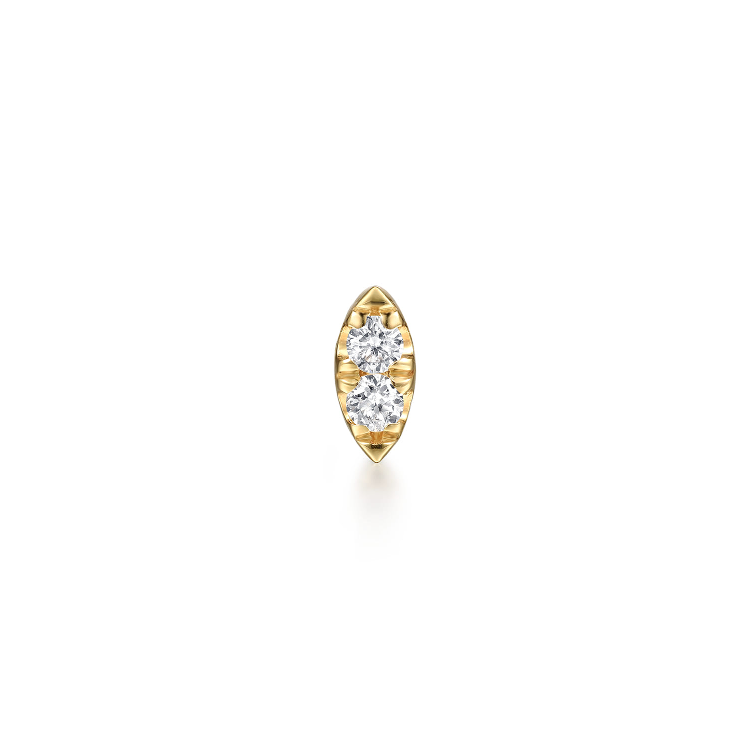 14K Yellow Gold Marquise Shaped Diamond Single Flatback Stud Earring - 0.05 ct - Shot 1