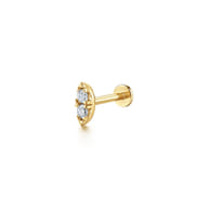 14K Yellow Gold Marquise Shaped Diamond Single Flatback Stud Earring