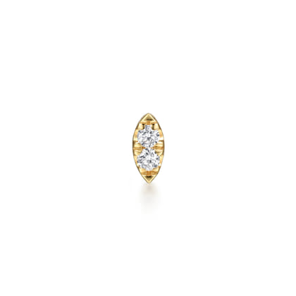 14K Yellow Gold Marquise Shaped Diamond Single Flatback Stud Earring