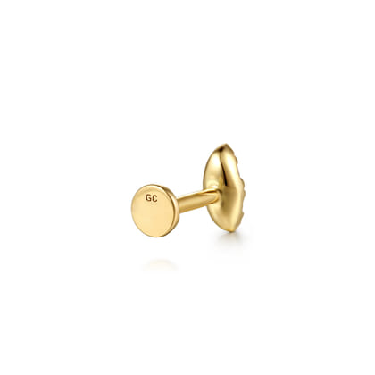 14K Yellow Gold Marquise Shaped Diamond Single Flatback Stud Earring