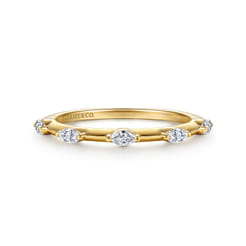 14K Yellow Gold Marquise Station Diamond Anniversary Band